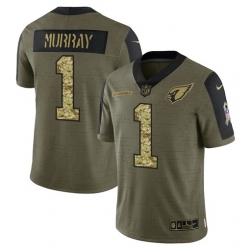 Men Arizona Cardinals 1 Kyler Murray 2021 Salute To Service Olive Camo Limited Stitched Jersey