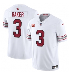 Men Arizona Cardinals 3 Budda Baker White 2023 F U S E  With 4 Star C Patch Vapor Untouchable F U S E  Limited Stitched Football Jersey