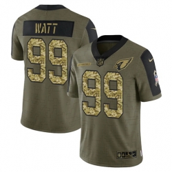 Men Arizona Cardinals 99 J J  Watt 2021 Salute To Service Olive Camo Limited Stitched Jersey