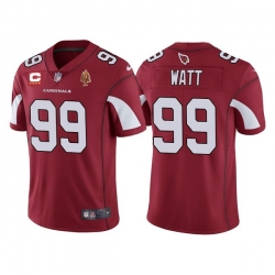 Men Arizona Cardinals #99 J.J. Watt Red With C Patch & Walter Payton Patch Limited Stitched Jersey