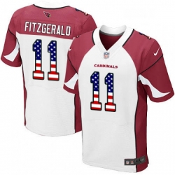 Men Nike Arizona Cardinals 11 Larry Fitzgerald Elite White Road USA Flag Fashion NFL Jersey