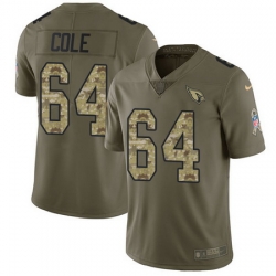 Nike Cardinals #64 Mason Cole Olive Camo Mens Stitched NFL Limited 2017 Salute to Service Jersey