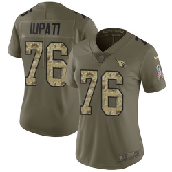 Nike Cardinals #76 Mike Iupati Olive Camo Womens Stitched NFL Limited 2017 Salute to Service Jersey