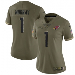 Women Arizona Cardinals 1 Kyler Murray 2022 Olive Salute To Service Limited Stitched Jersey