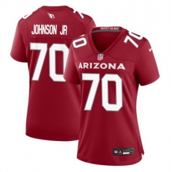 Women Arizona Cardinals 70 Paris Johnson Jr Red 2023 Draft Stitched Game Jersey