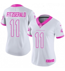 Womens Nike Arizona Cardinals 11 Larry Fitzgerald Limited WhitePink Rush Fashion NFL Jersey