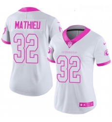 Womens Nike Arizona Cardinals 32 Tyrann Mathieu Limited WhitePink Rush Fashion NFL Jersey