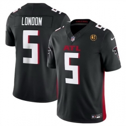 Men Atlanta Falcons 5 Drake London Black 2023 F U S E  With John Madden Patch Vapor Limited Stitched Football Jersey