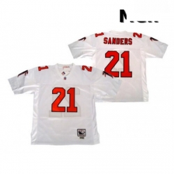 Men Mitchell and Ness Atlanta Falcons 21 Deion Sanders Authentic White Throwback NFL Jersey