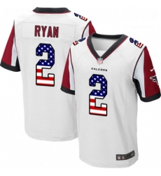 Men Nike Atlanta Falcons 2 Matt Ryan Elite White Road USA Flag Fashion NFL Jersey