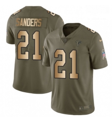 Men Nike Atlanta Falcons 21 Deion Sanders Limited OliveGold 2017 Salute to Service NFL Jersey