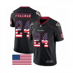 Men Nike Atlanta Falcons 24 Devonta Freeman Limited Black Rush USA Flag NFL Jersey