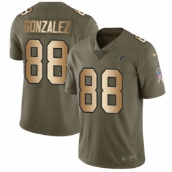 Men Nike Atlanta Falcons 88 Tony Gonzalez Limited OliveGold 2017 Salute to Service NFL Jersey