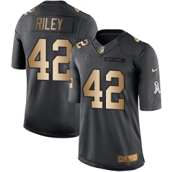 Nike Falcons #42 Duke Riley Black Mens Stitched NFL Limited Gold Salute To Service Jersey