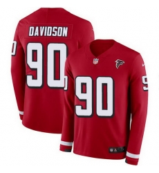 Nike Falcons 90 Marlon Davidson Red Team Color Men Stitched NFL Limited Therma Long Sleeve Jersey