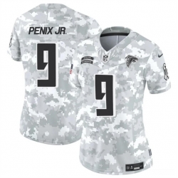 Women Atlanta Falcons 9 Michael Penix Jr  2024 F U S E Arctic Camo Salute To Service Limited Stitched Football Jersey