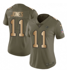 Womens Nike Atlanta Falcons 11 Julio Jones Limited OliveGold 2017 Salute to Service NFL Jersey