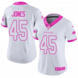 Womens Nike Atlanta Falcons 45 Deion Jones Limited WhitePink Rush Fashion NFL Jersey