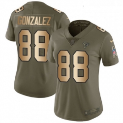 Womens Nike Atlanta Falcons 88 Tony Gonzalez Limited OliveGold 2017 Salute to Service NFL Jersey