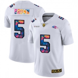 Baltimore Ravens 5 Marquise Brown Men White Nike Multi Color 2020 NFL Crucial Catch Limited NFL Jersey