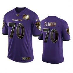 Baltimore Ravens 70 D J  Fluker Men Nike Purple Team 25th Season Golden Limited NFL Jersey