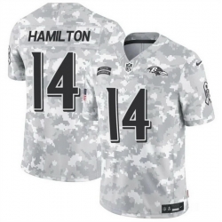 Men Baltimore Ravens 14 Kyle Hamilton 2024 F U S E Arctic Camo Salute To Service Limited Stitched Football Jersey