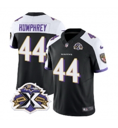 Men Baltimore Ravens 44 Marlon Humphrey Black White 2023 F U S E With Patch Throwback Vapor Limited Jersey