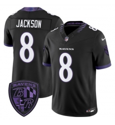 Men Baltimore Ravens  8 Lamar Jackson Black 2026 F U S E  Alternate Vapor Stitched Limited Football Jersey