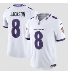 Men Baltimore Ravens  8 Lamar Jackson White 2026 F U S E  Vapor Stitched Limited Football Jersey