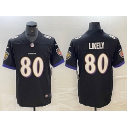 Men Baltimore Ravens 80 Isaiah Likely Black Vapor Limited Football Jersey