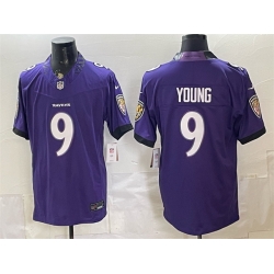 Men Baltimore Ravens  9 Zion Young Purple 2026 F U S E  Vapor Stitched Limited Football Jersey