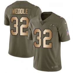 Mens Nike Baltimore Ravens 32 Eric Weddle Limited OliveGold Salute to Service NFL Jersey