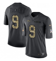 Mens Nike Baltimore Ravens 9 Justin Tucker Limited Black 2016 Salute to Service NFL Jersey