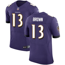 Nike Ravens #13 John Brown Purple Team Color Mens Stitched NFL Vapor Untouchable Elite Jersey