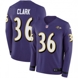 Nike Ravens 36 Chuck Clark Purple Team Color Men Stitched NFL Limited Therma Long Sleeve Jersey