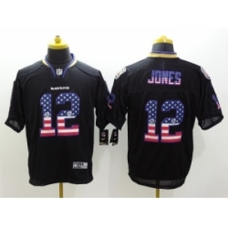 Nike baltimore ravens 12 Jacoby Jones Black Elite USA Flag Fashion NFL Jersey