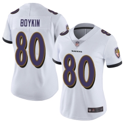 Ravens 80 Miles Boykin White Women Stitched Football Vapor Untouchable Limited Jersey