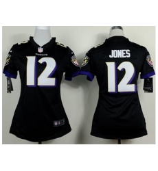 Women's Nike Baltimore Ravens #12 Jacoby Jones Black Alternate Stitched NFL New Elite Jersey