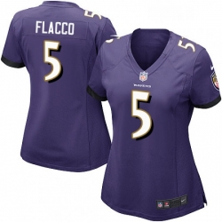 Womens Nike Baltimore Ravens 5 Joe Flacco Game Purple Team Color NFL Jersey