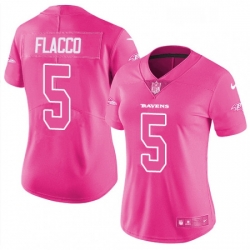 Womens Nike Baltimore Ravens 5 Joe Flacco Limited Pink Rush Fashion NFL Jersey