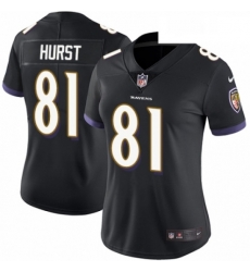 Womens Nike Baltimore Ravens 81 Hayden Hurst Black Alternate Vapor Untouchable Elite Player NFL Jersey