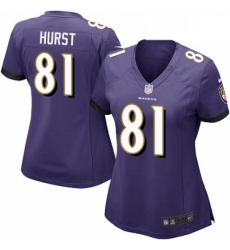 Womens Nike Baltimore Ravens 81 Hayden Hurst Game Purple Team Color NFL Jersey