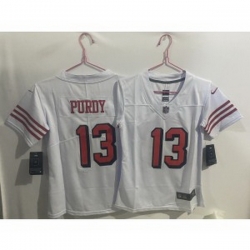 Youth Nike 49ers 13 Brock Purdy White Throwback Vapor Limited Jersey