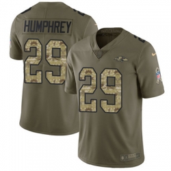 Youth Nike Ravens #29 Marlon Humphrey Olive Camo Stitched NFL Limited 2017 Salute to Service Jersey