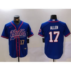 Men Buffalo Bills 17 Josh Allen Blue Team Cool Base Stitched Baseball Jersey 3