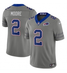 Men Buffalo Bills  2 D J  Moore Gray F U S E  2026 Nickel City Vapor Stitched Football Jersey