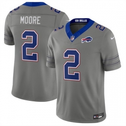 Men Buffalo Bills  2 D J  Moore Gray F U S E  2026 Nickel City Vapor Stitched Football Jersey