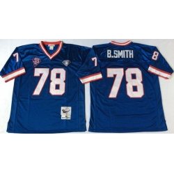 Men Buffalo Bills 78 Bruce Smith Blue M&N Throwback Jersey