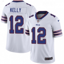 Mens Nike Buffalo Bills 12 Jim Kelly White Vapor Untouchable Limited Player NFL Jersey