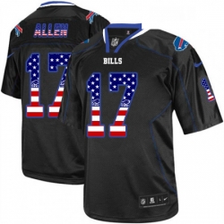 Mens Nike Buffalo Bills 17 Josh Allen Elite Black USA Flag Fashion NFL Jersey